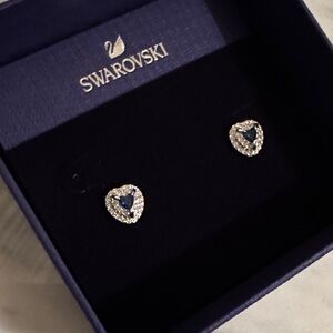 Swarovski Silver and Blue Heart Earrings